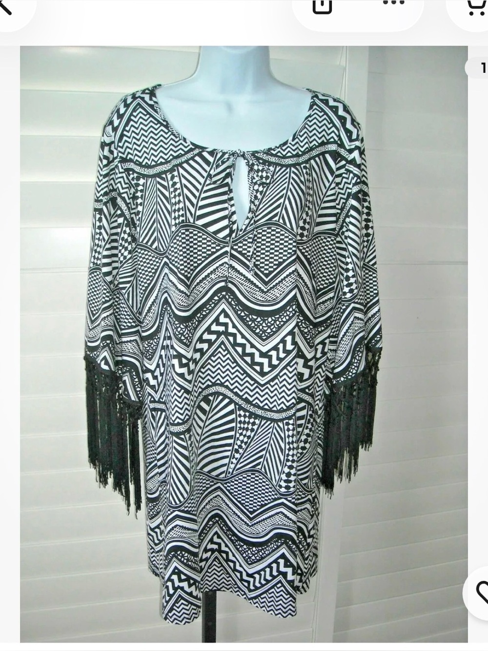 Kenneth Cole New York Mix Master Fringe Trim Swimsuit Coverup-